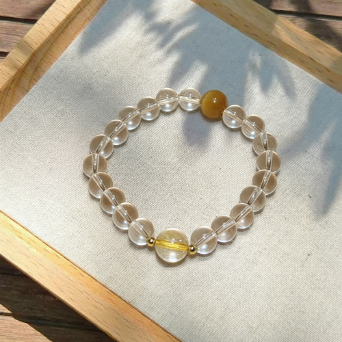Golden Tiger’s Eye & Clear Quartz Bracelet
