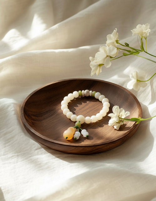 White Jade Bodhi Gourd Harmony Bracelet