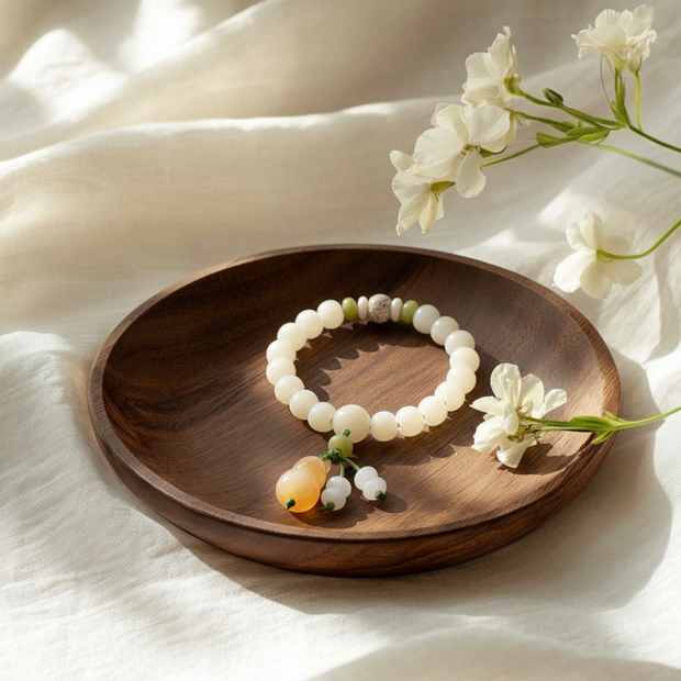 White Jade Bodhi Gourd Harmony Bracelet