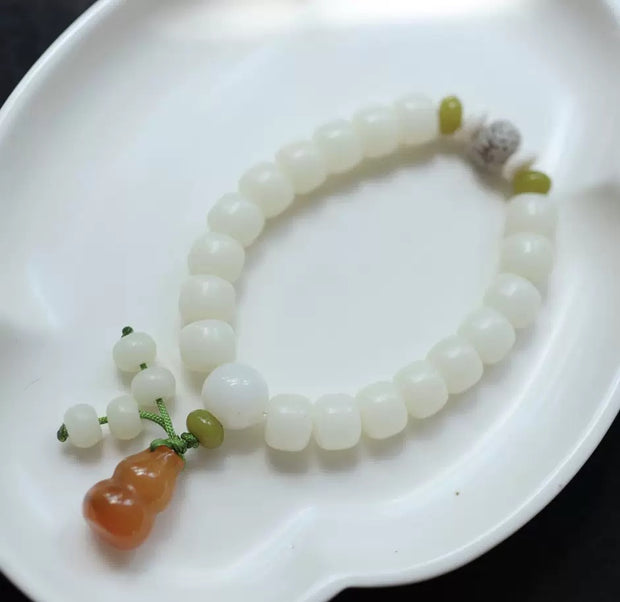 White Jade Bodhi Gourd Harmony Bracelet