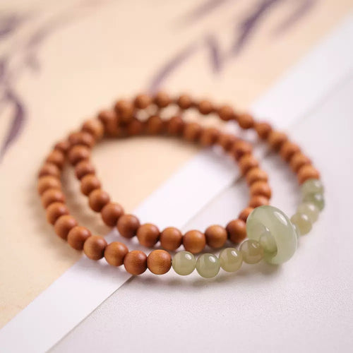 Peace and Harmony Sandalwood Hetian Jade Bracelet