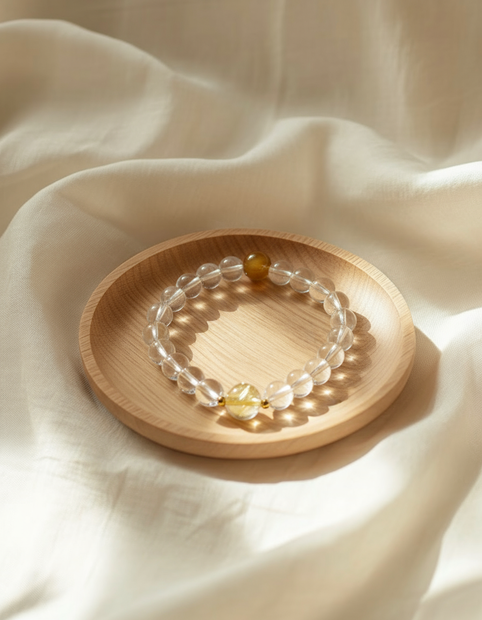 Golden Tiger’s Eye & Clear Quartz Bracelet