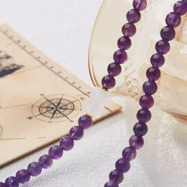 Amethyst & Jade Gourd Triple-Wrap Bracelet