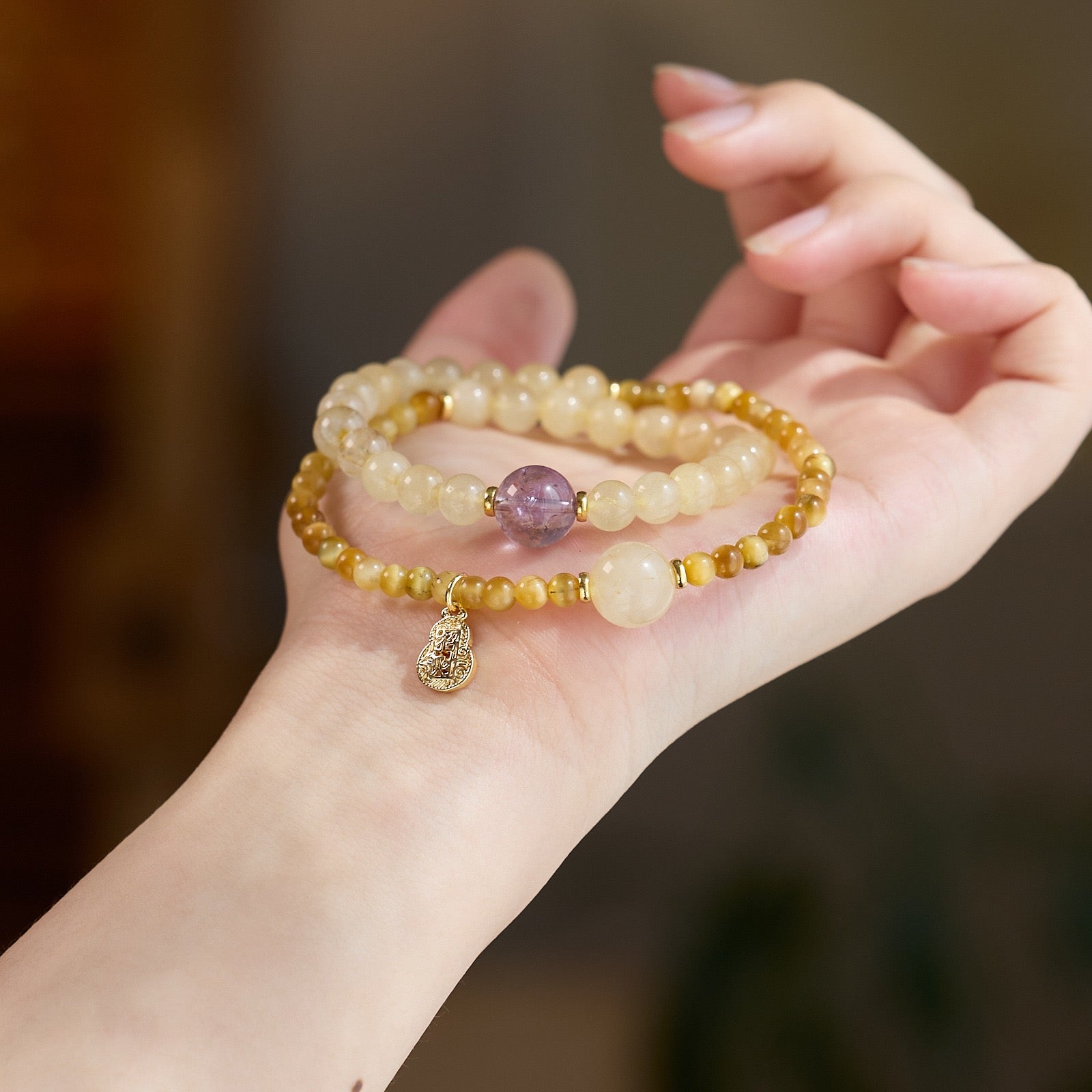 Golden Vitality Double-wrap Bracelet