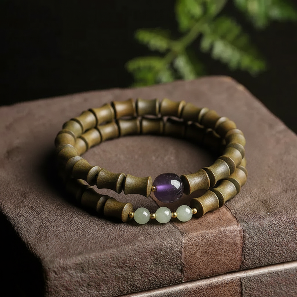 Evergreen Bamboo Ascent Sandalwood and Jade Bracelet